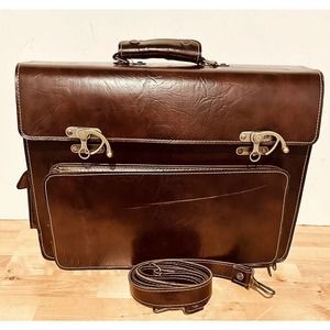Vintage Jynaeki Jy Naeki Brown Leather Briefcase Attache Case
